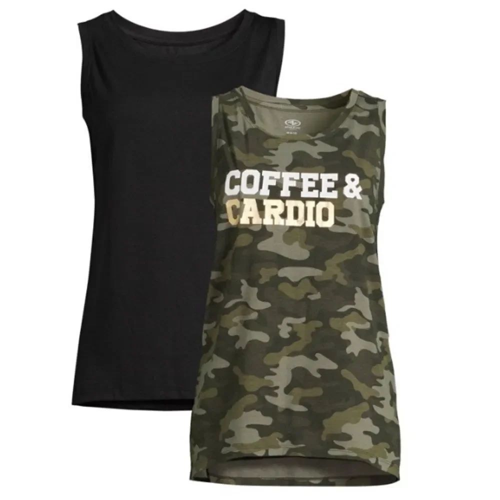 Coffee & Cardio Camo Athletic Works Tank + Solid Black Tank Set XXXL 3XL 22